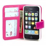 Wholesale iPhone 4 4S Seperable 2 in1 Flip Leather Wallet Case (Hot Pink)